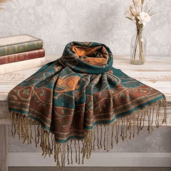 Ladies Elegant Peacock Scarf - Picture 5 of 5